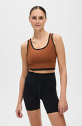 Elastique Athletics Lisse Long-Line Bra in Chestnut and Black