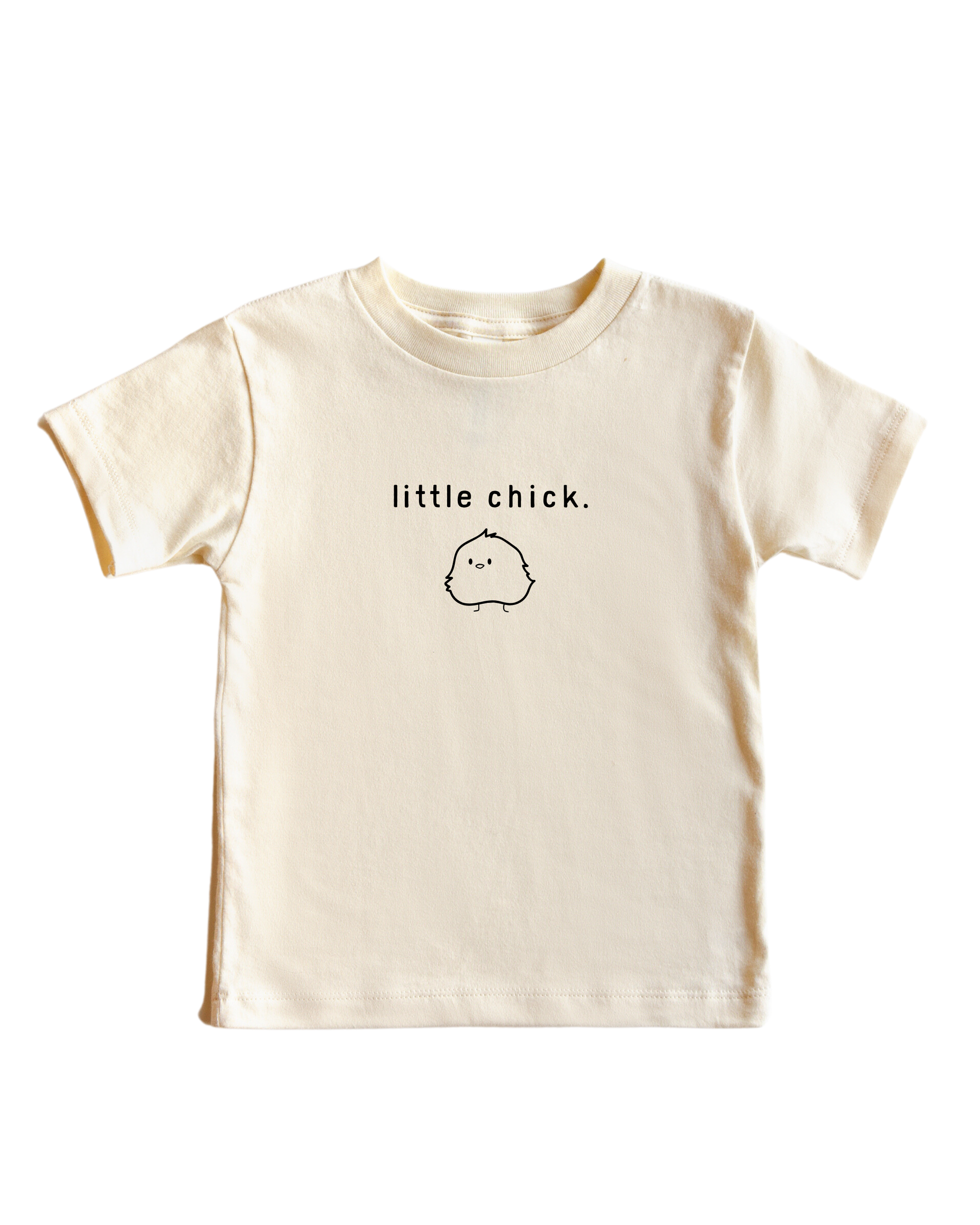 Unisex cream cotton crew neck tee with minimalist black graphic detail