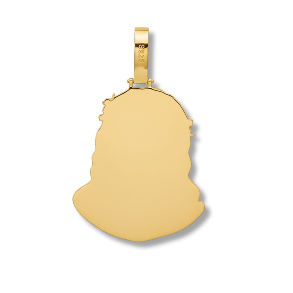 Moissanite Jesus Piece Pendant 925 Sterling Silver in 14K Gold