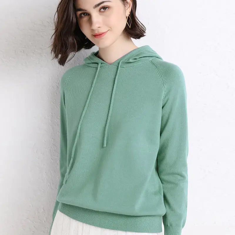Women's Lightweight Pullover Hooded Knit Sweater - Image 2