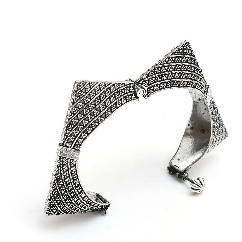 Handcrafted Oxidised German Silver-Plated Statement Bracelet