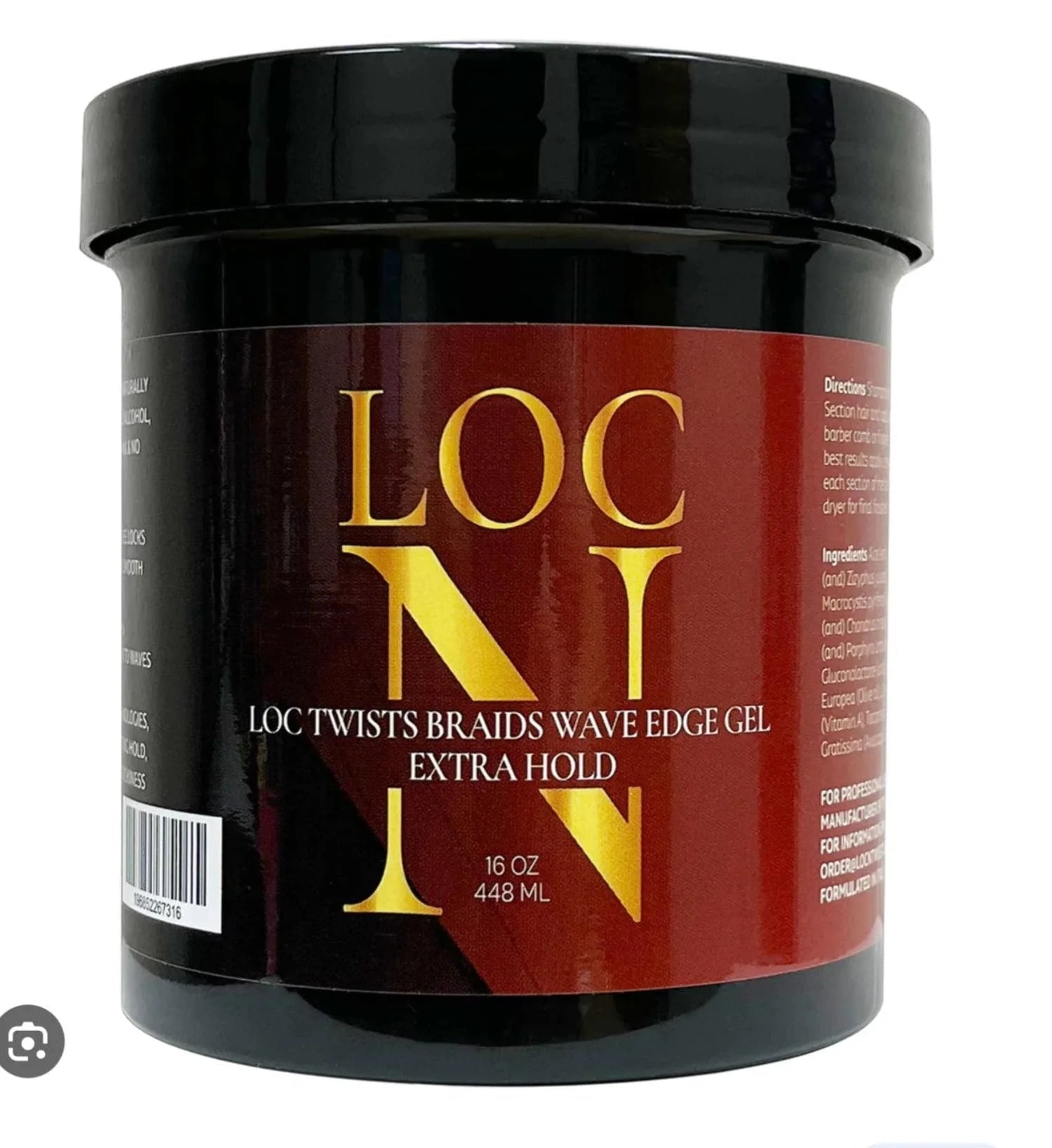 8 oz jar of Loc'N Twists & Braids Wave Edge Gel for long-lasting hair hold