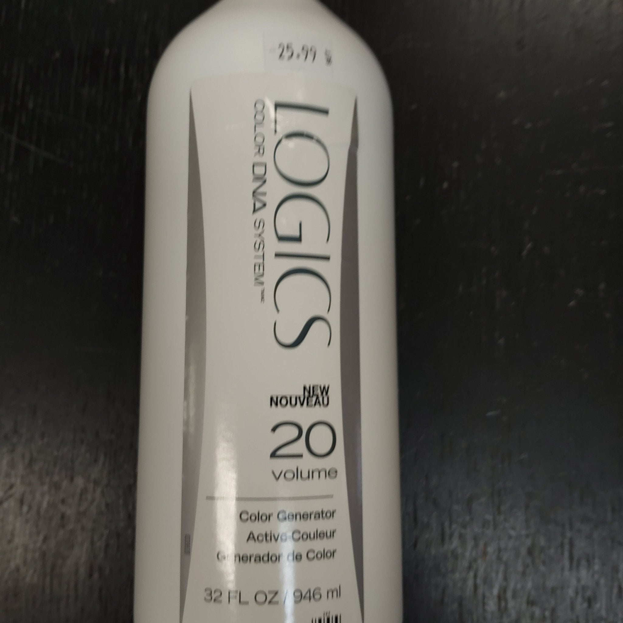 Logics 20 Volume Color Generator 32 oz bottle with white and black design
