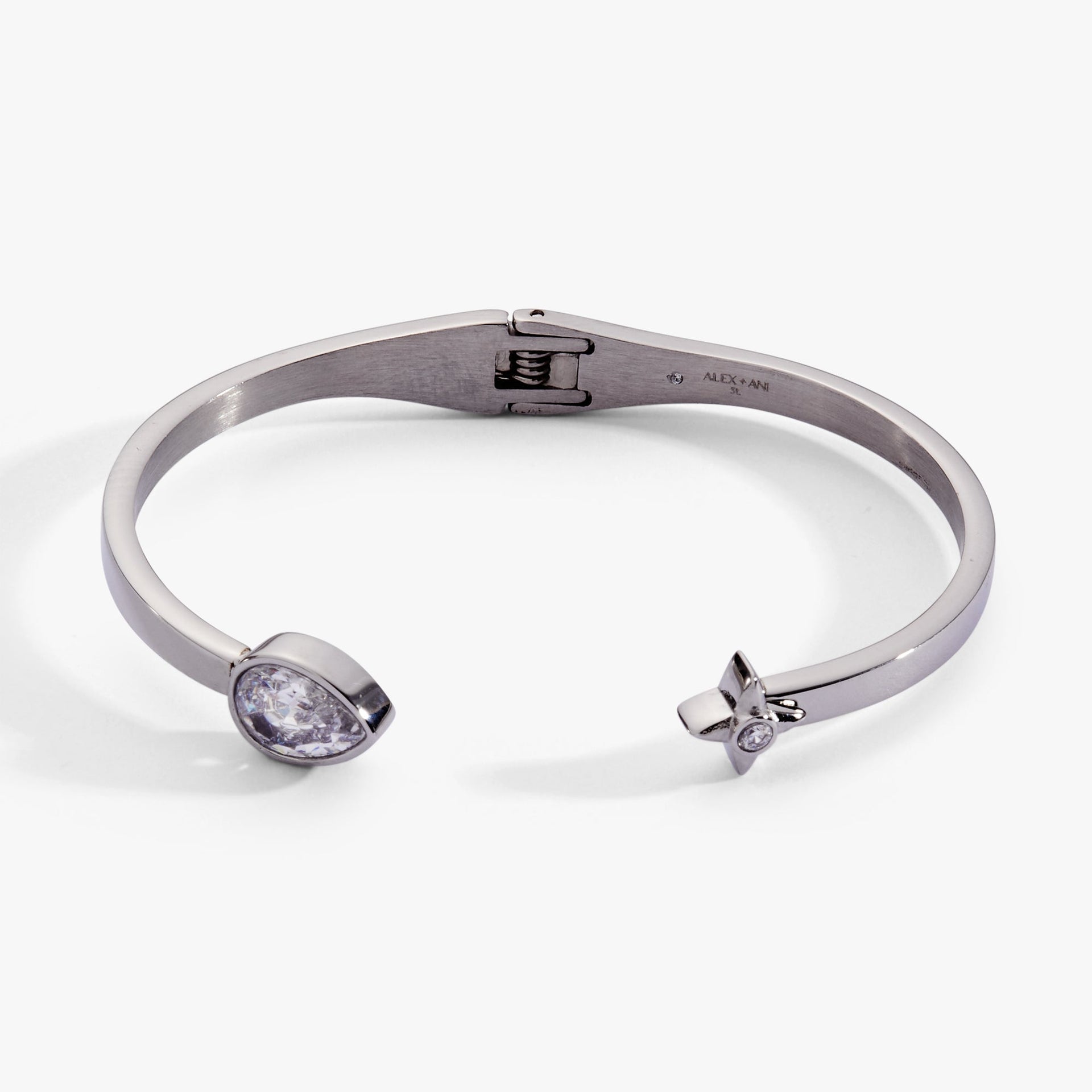 Crystal Teardrop and Star Hinged Bypass Cuff Bracelet