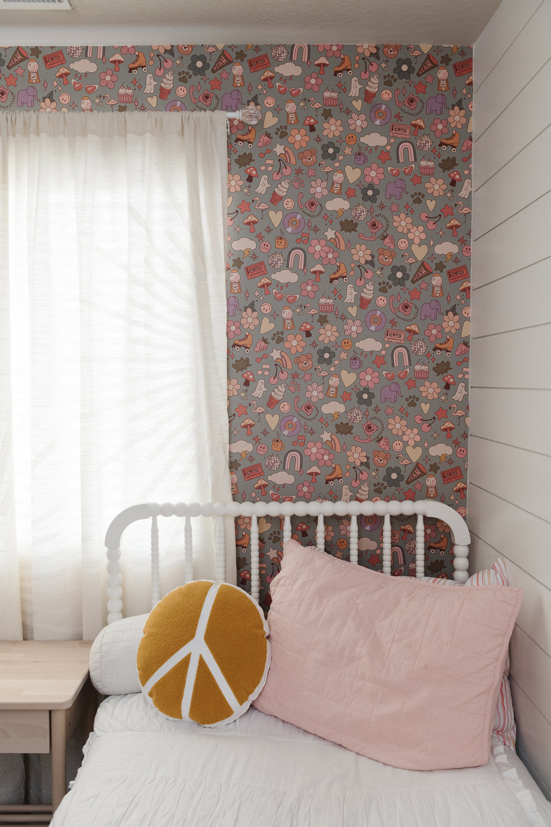Lollie Abstract Wallpaper in Pink, Orange, and Grey
