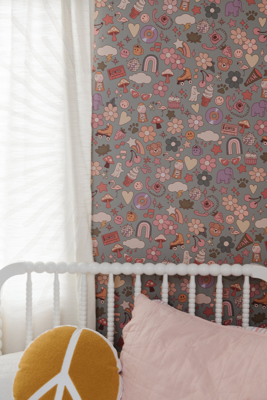 Lollie Abstract Wallpaper in Pink, Orange, and Grey