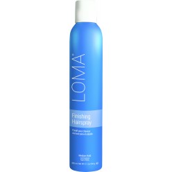 LOMA Finishing Hairspray 9.1oz bottle in bright blue packaging with white typography