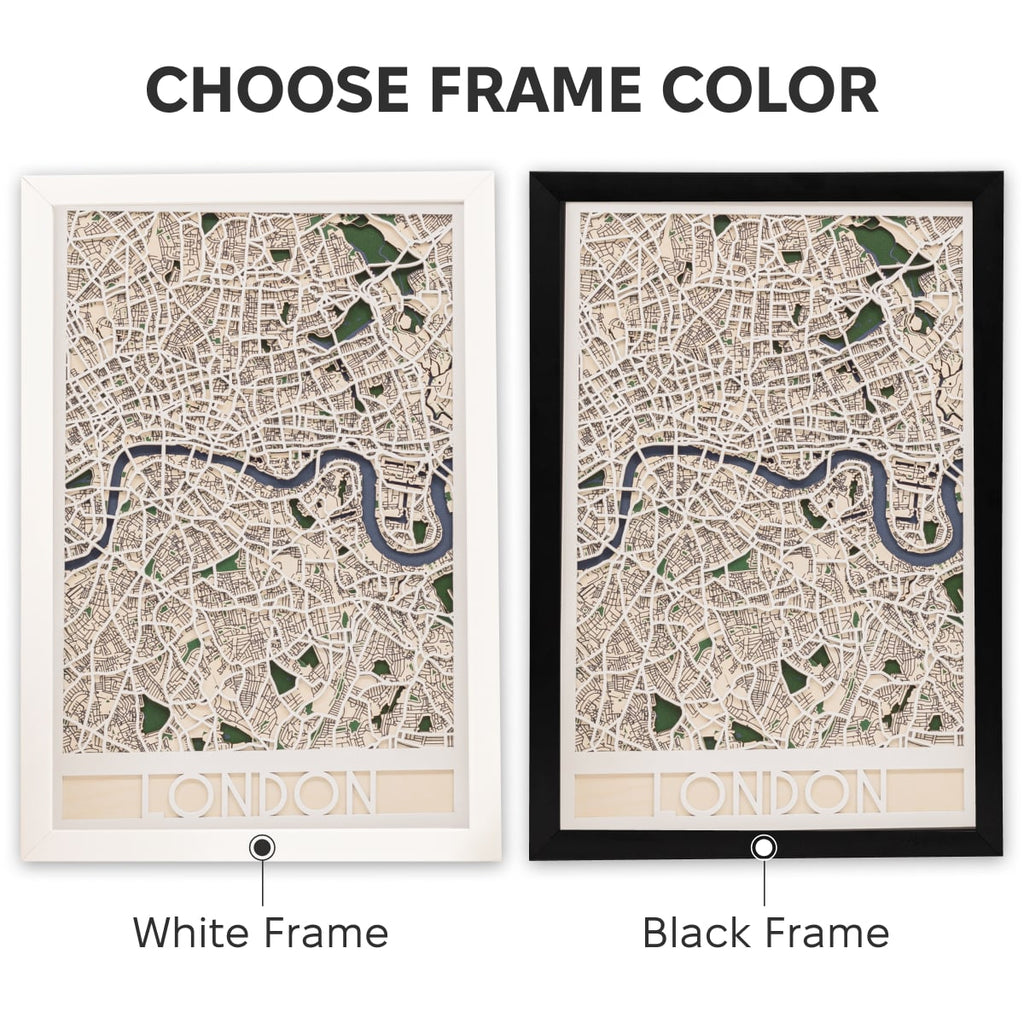 3D London City Map: Modern Minimalist Geometric Wall Art