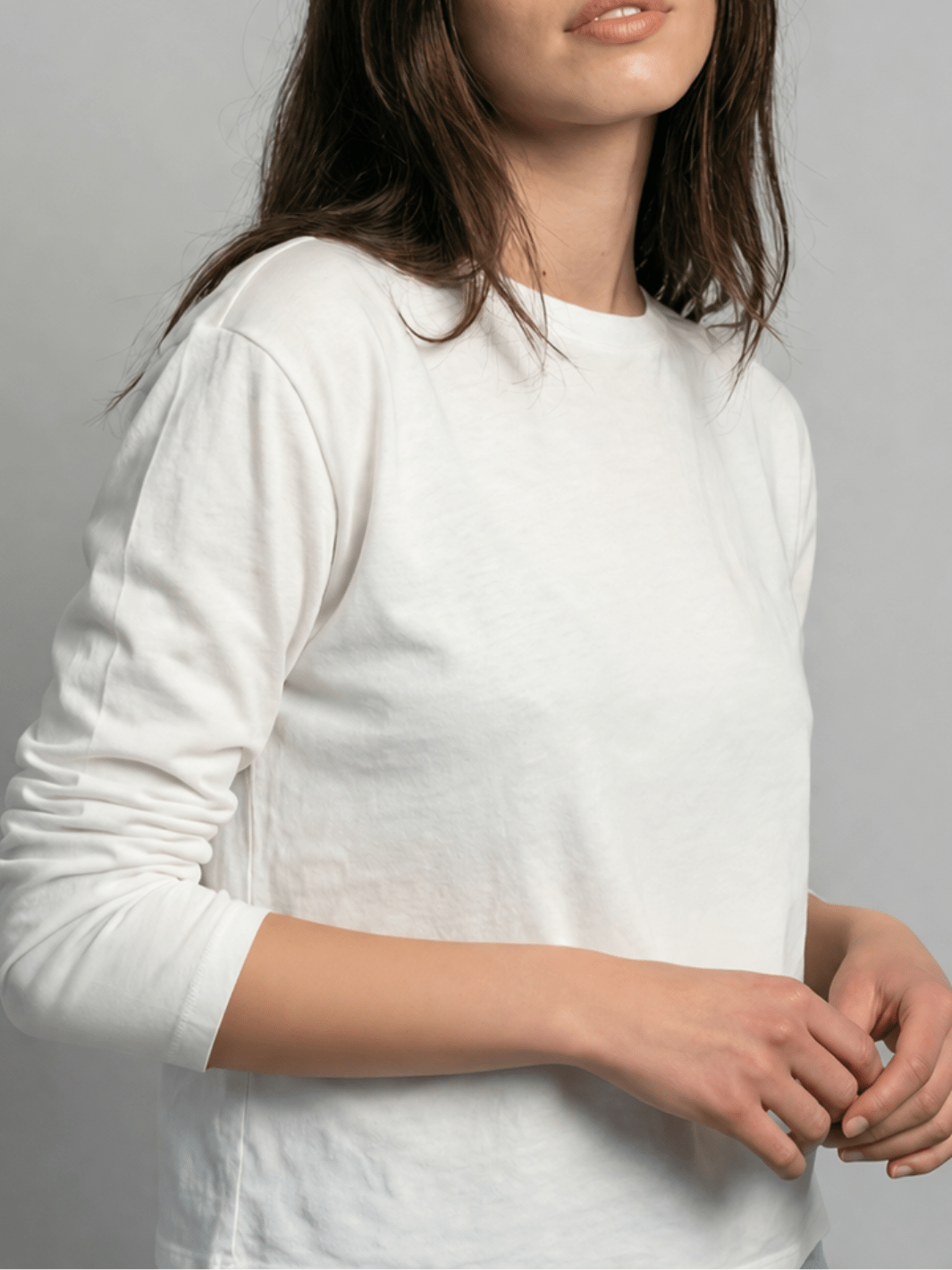 Women's Black Long Sleeve Boxy T-Shirt Relaxed Fit Crewneck - Image 8