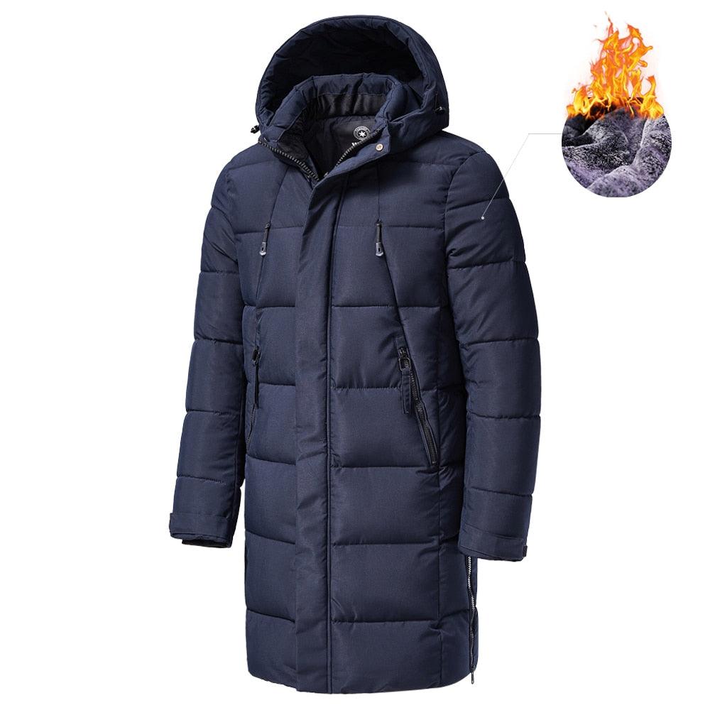 Men’s Heavyweight Hooded Winter Jacket in Navy Blue