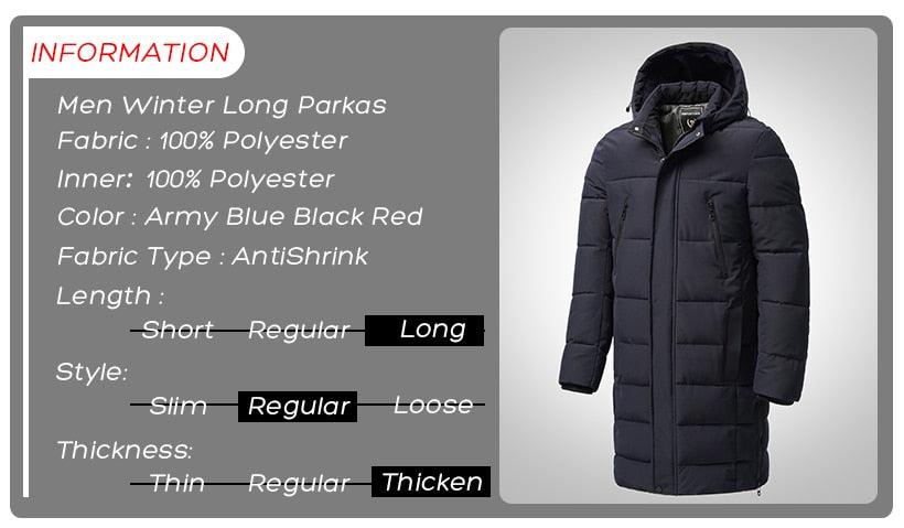 Men’s Heavyweight Hooded Winter Jacket in Navy Blue