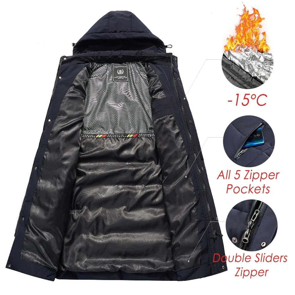 Men’s Heavyweight Hooded Winter Jacket in Navy Blue