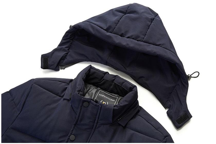 Men’s Heavyweight Hooded Winter Jacket in Navy Blue