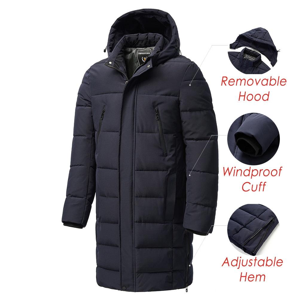 Men’s Heavyweight Hooded Winter Jacket in Navy Blue