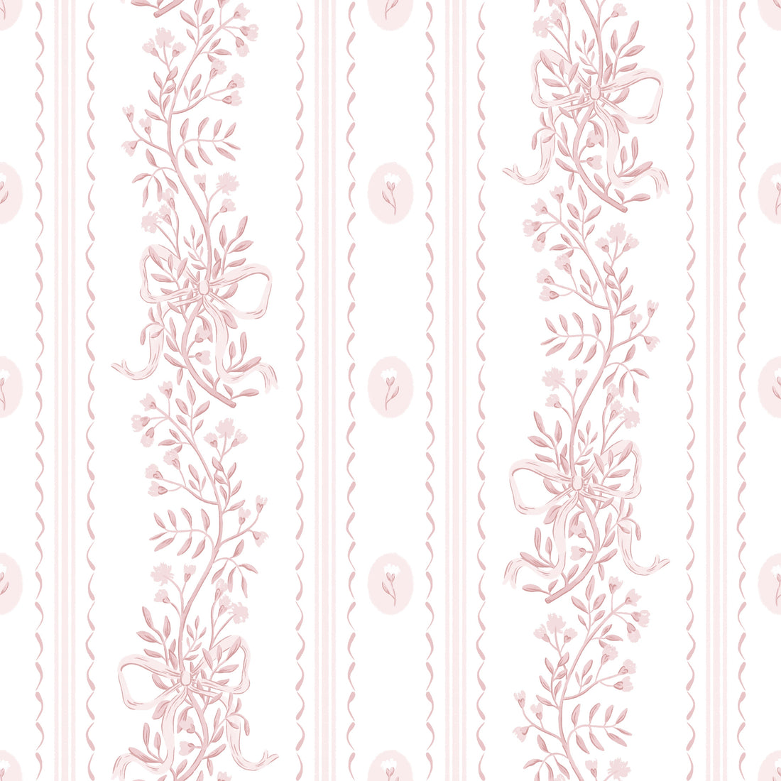 Dottie Floral Removable Wallpaper - Pink Blue and Green Cottagecore