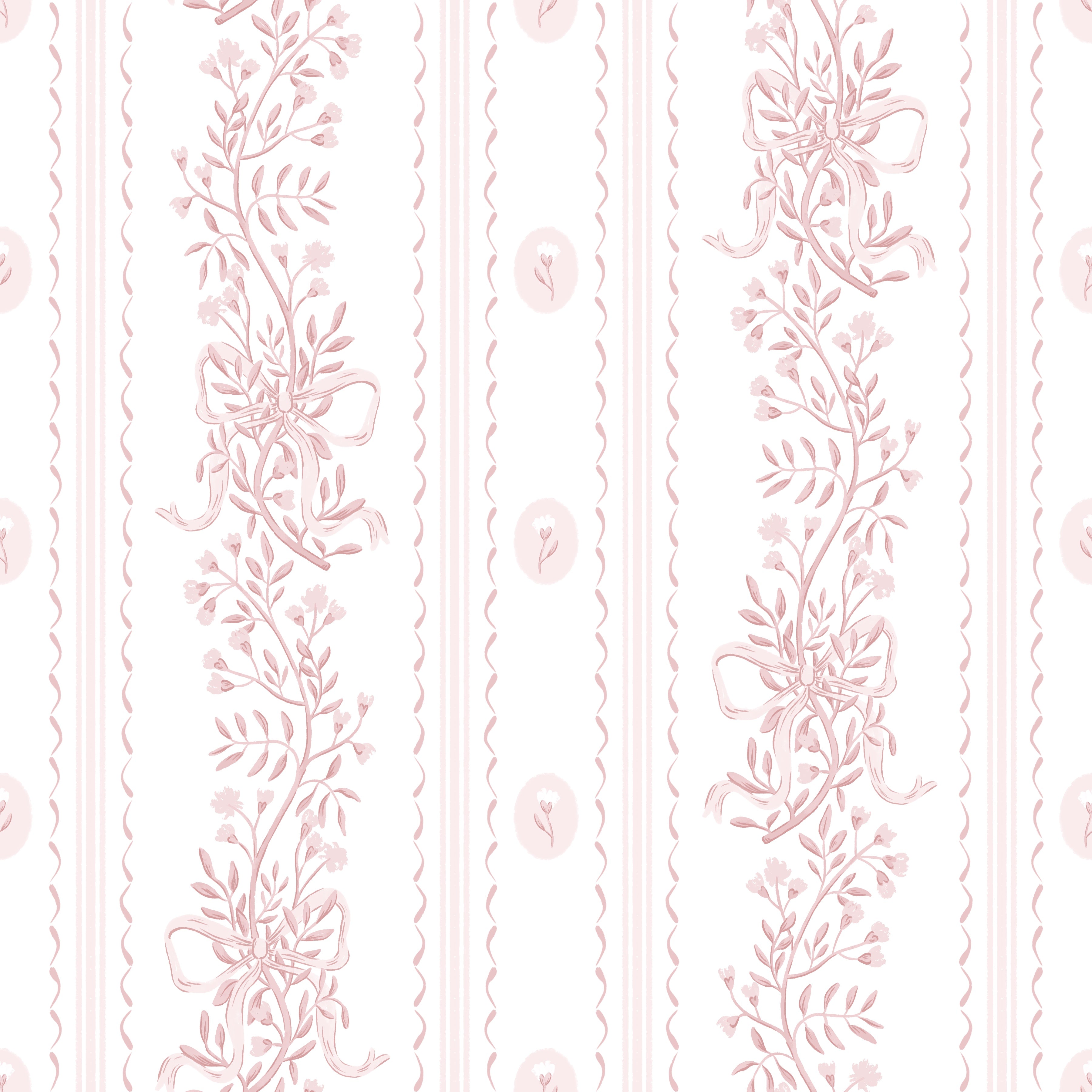 Dottie Floral Removable Wallpaper - Pink Blue and Green Cottagecore