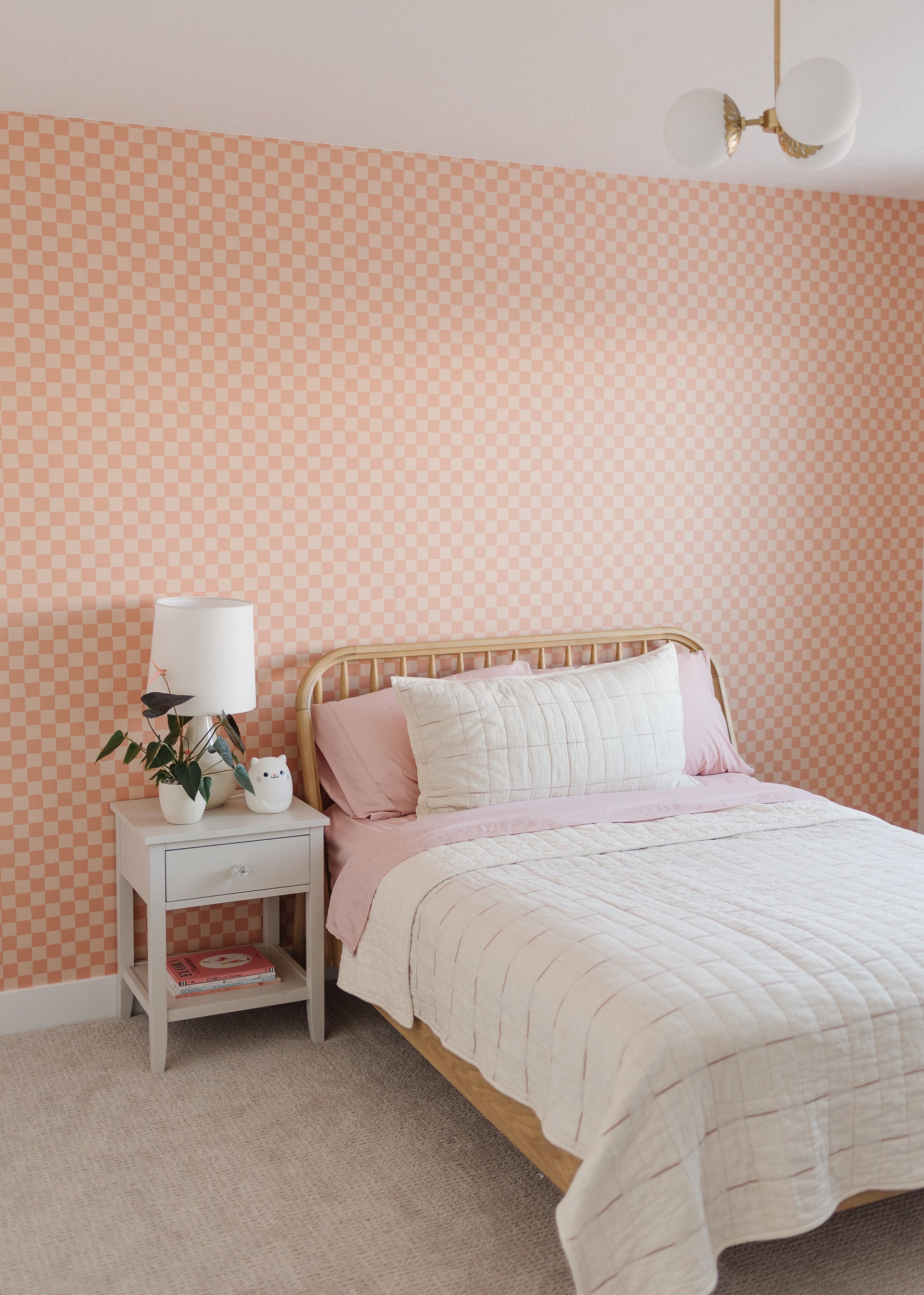 Rhea Geometric Wallpaper in Peach and Cream Minimalist Design