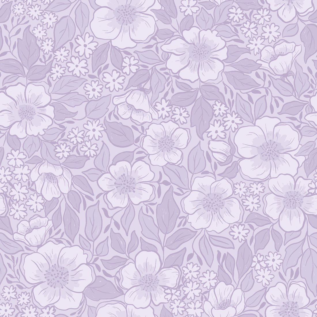 Abby Floral Removable Wallpaper in Lavender, Pink & Sage-Green