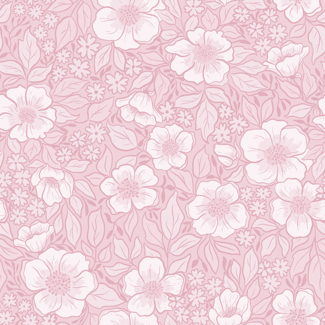 Abby Floral Removable Wallpaper in Lavender, Pink & Sage-Green