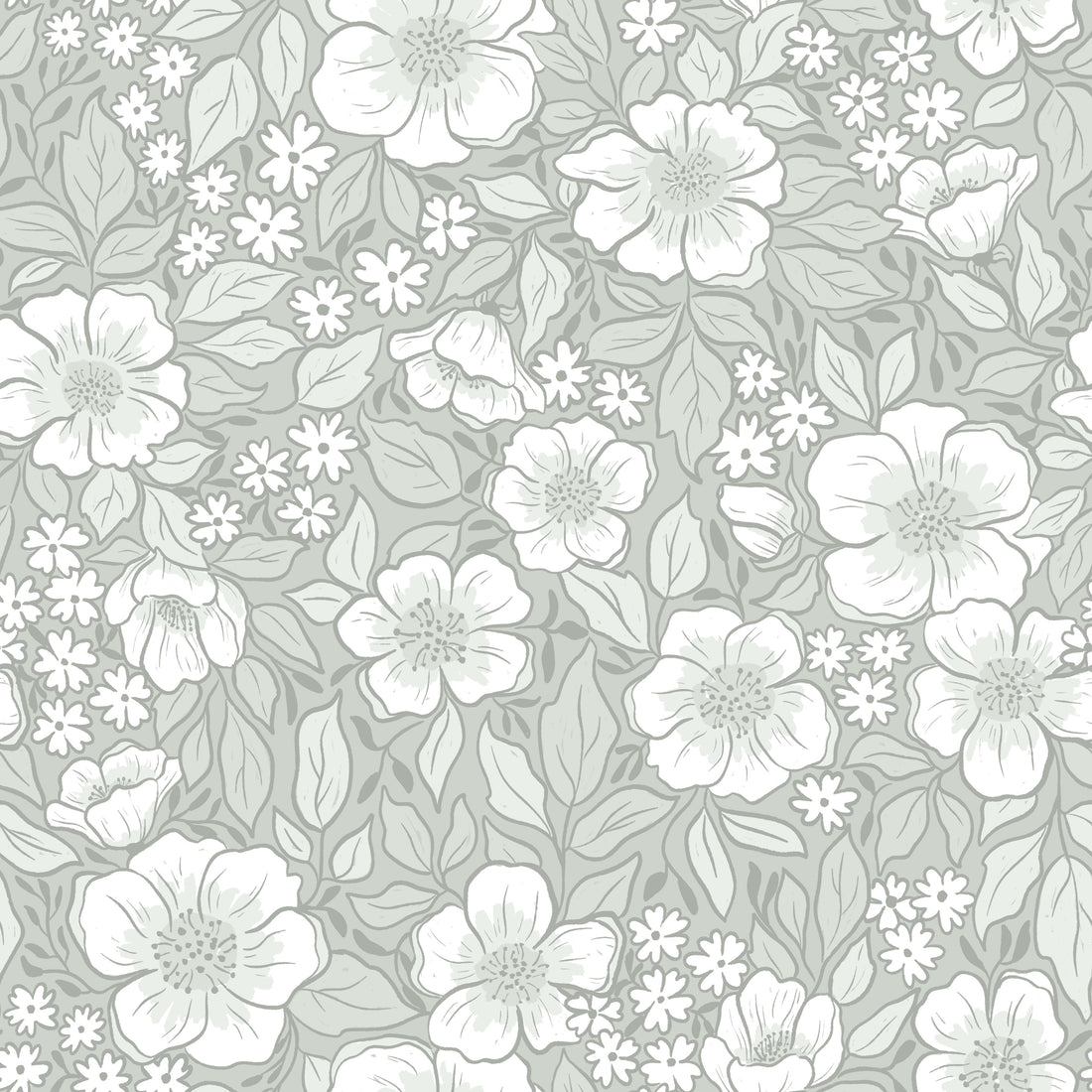 Abby Floral Removable Wallpaper in Lavender, Pink & Sage-Green