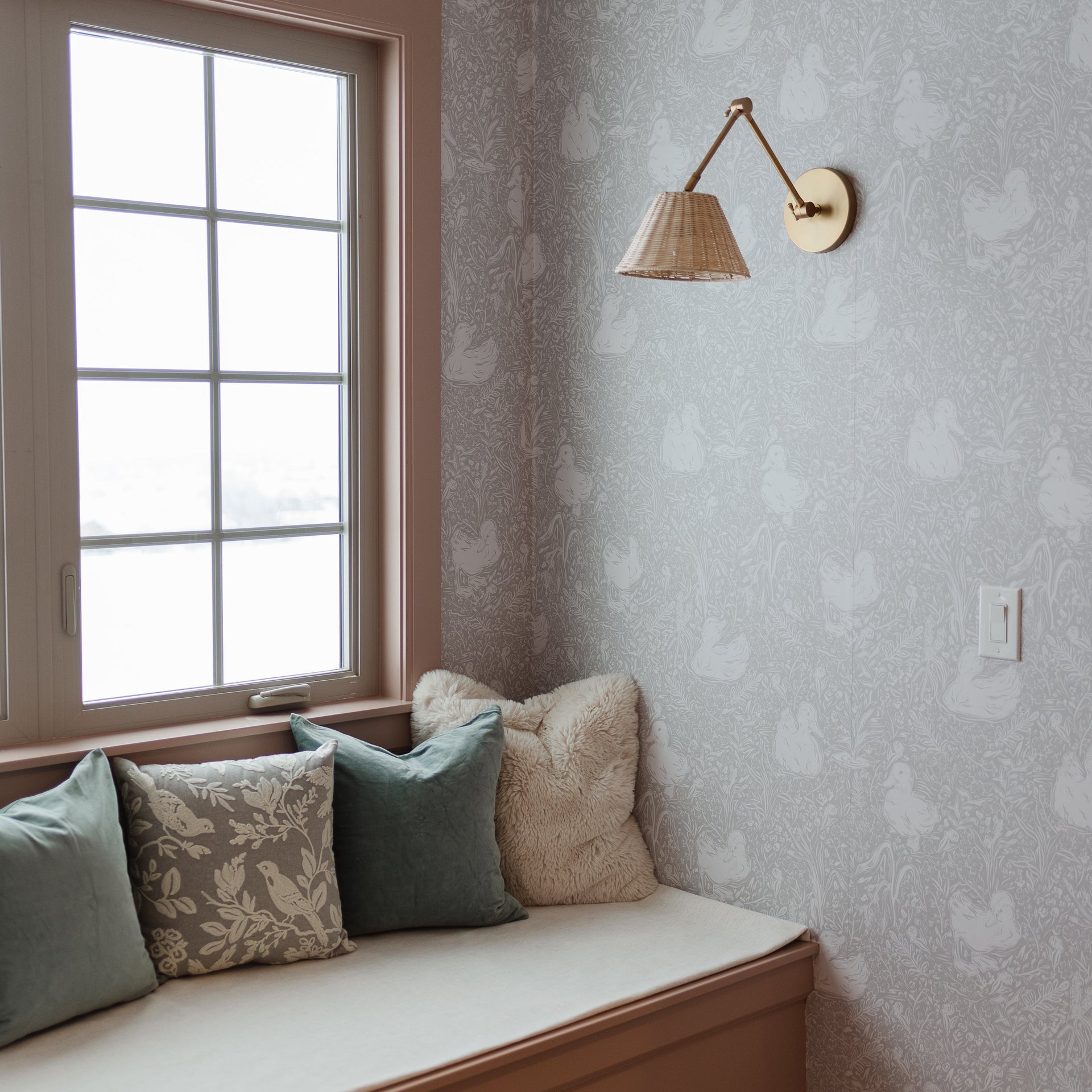 Hollingworth Floral Wallpaper in Pink, White, and Grey