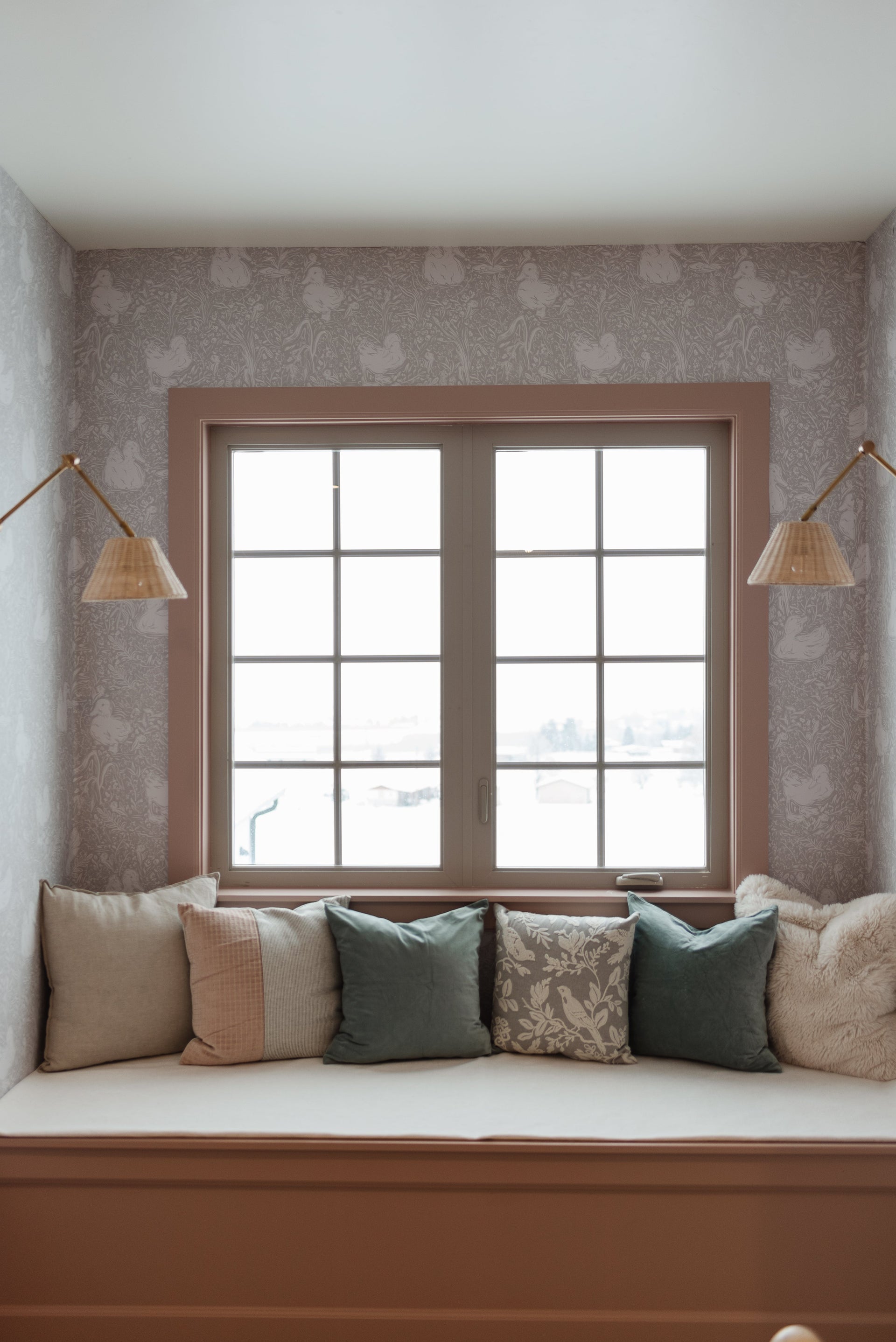 Hollingworth Floral Wallpaper in Pink, White, and Grey