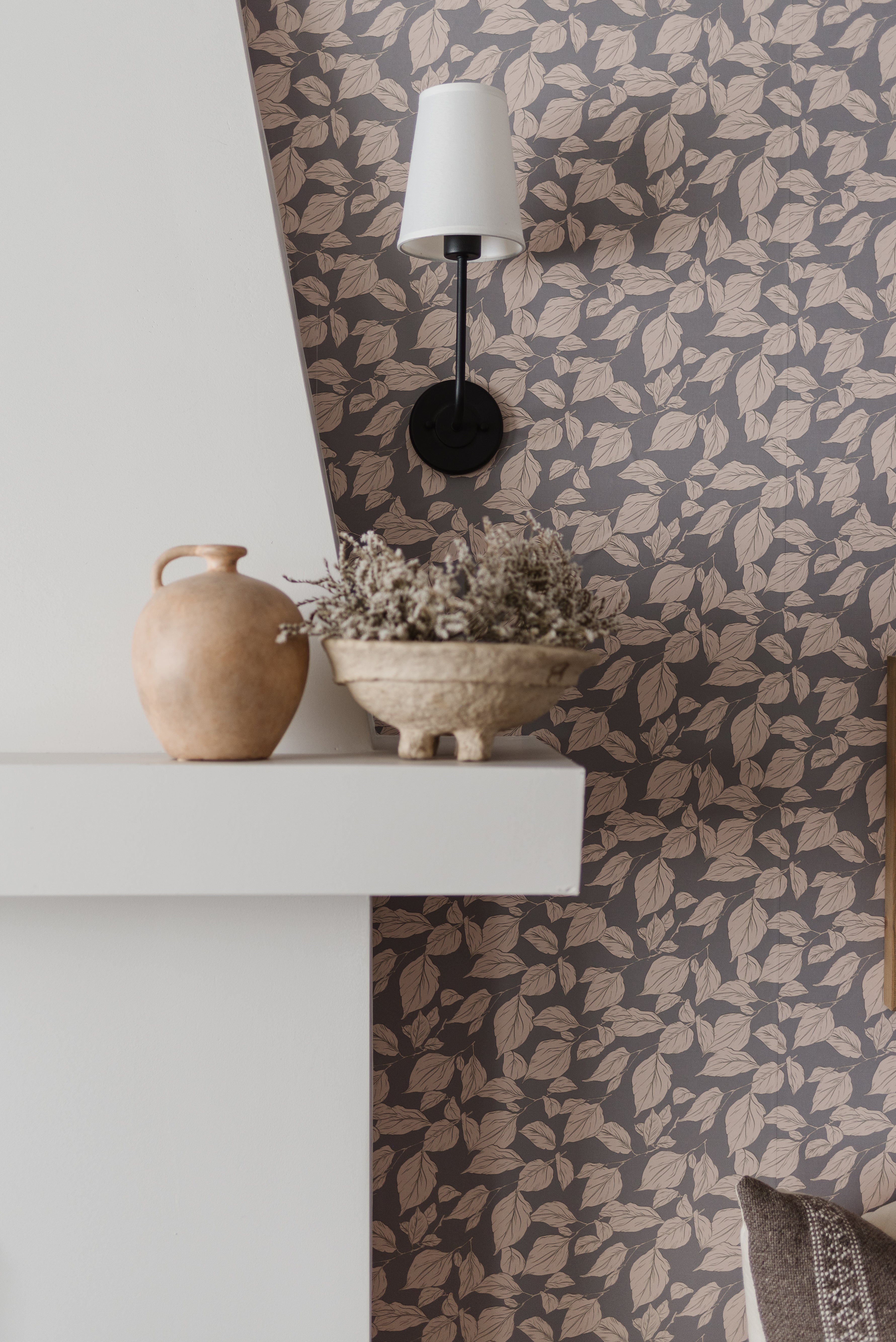Windermere Floral Wallpaper in Pink, Grey and Blue