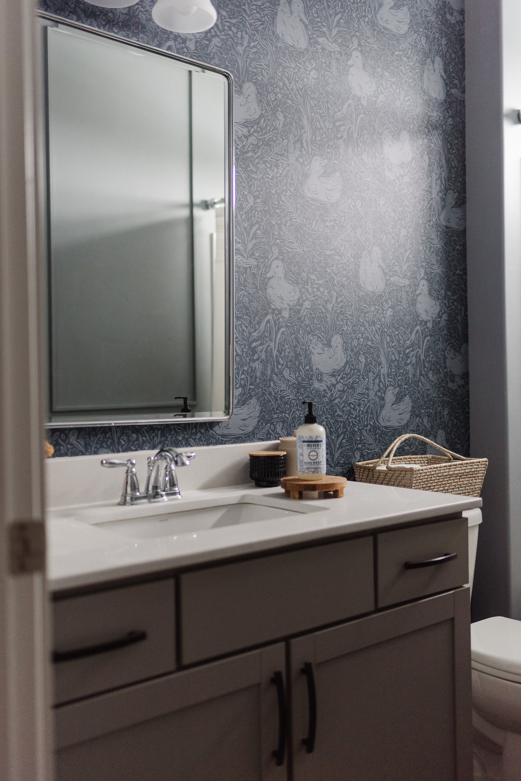 Hollingworth Floral Wallpaper in Pink, White, and Grey