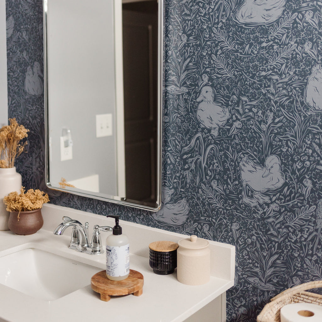 Hollingworth Floral Wallpaper in Pink, White, and Grey