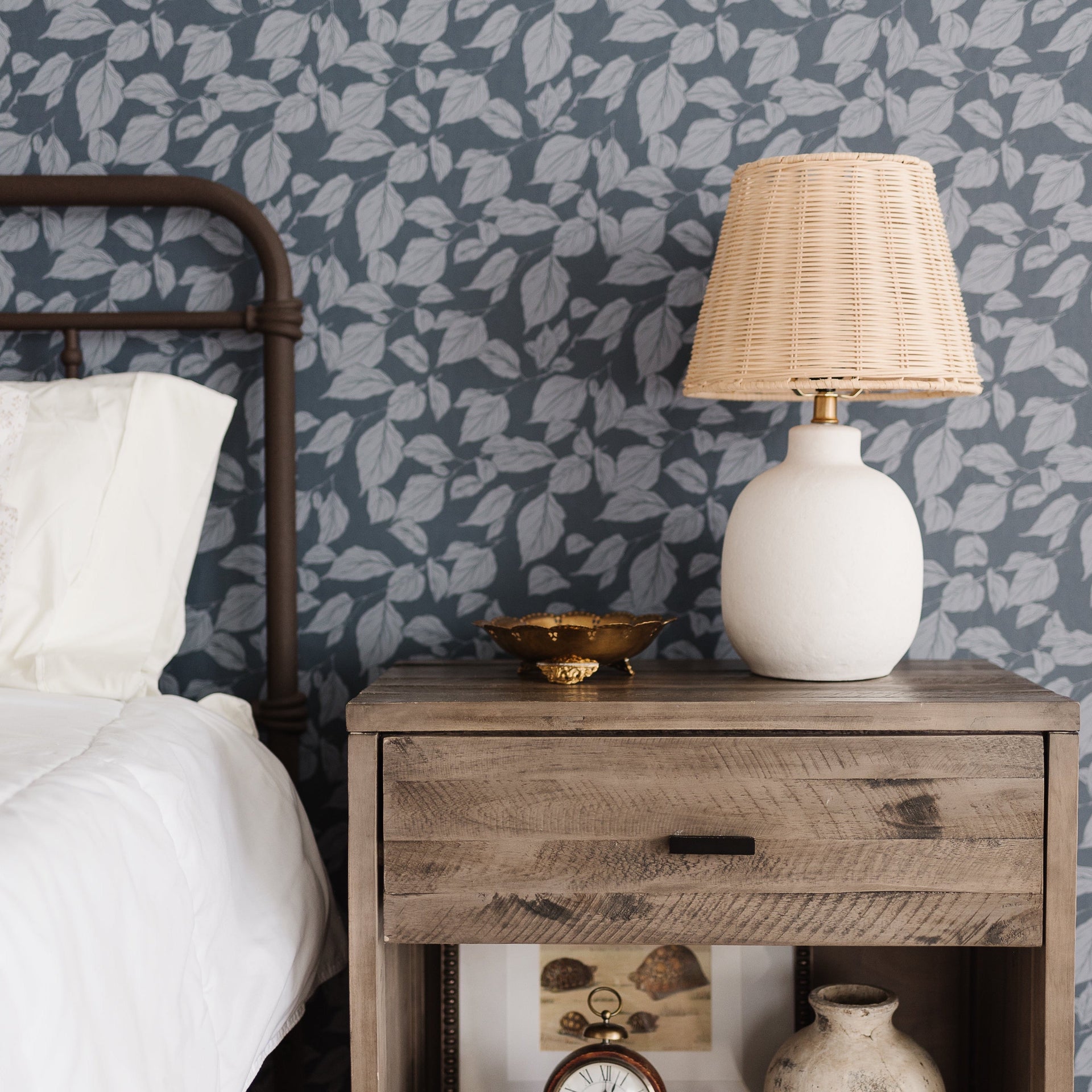 Windermere Floral Wallpaper in Pink, Grey and Blue
