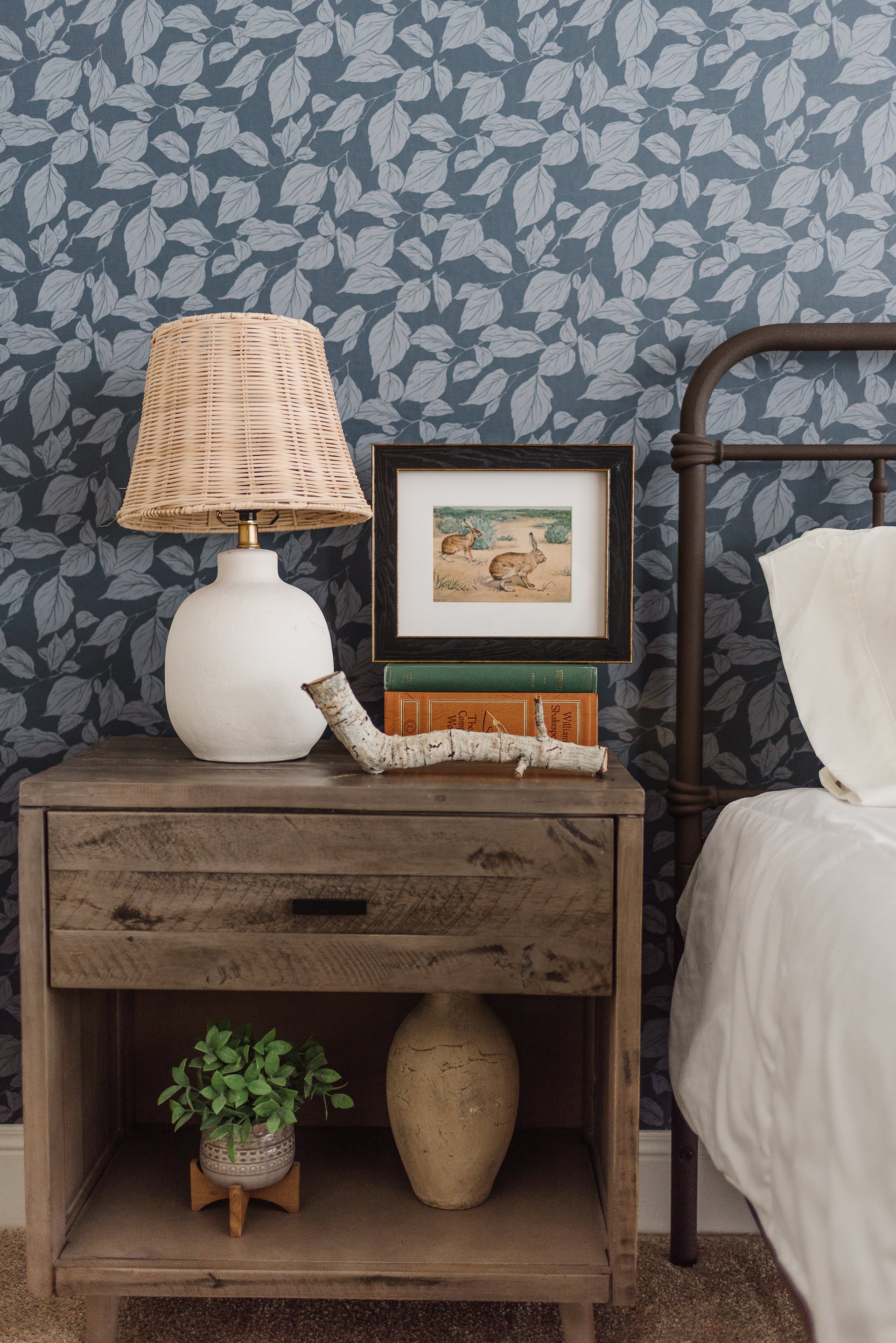 Windermere Floral Wallpaper in Pink, Grey and Blue