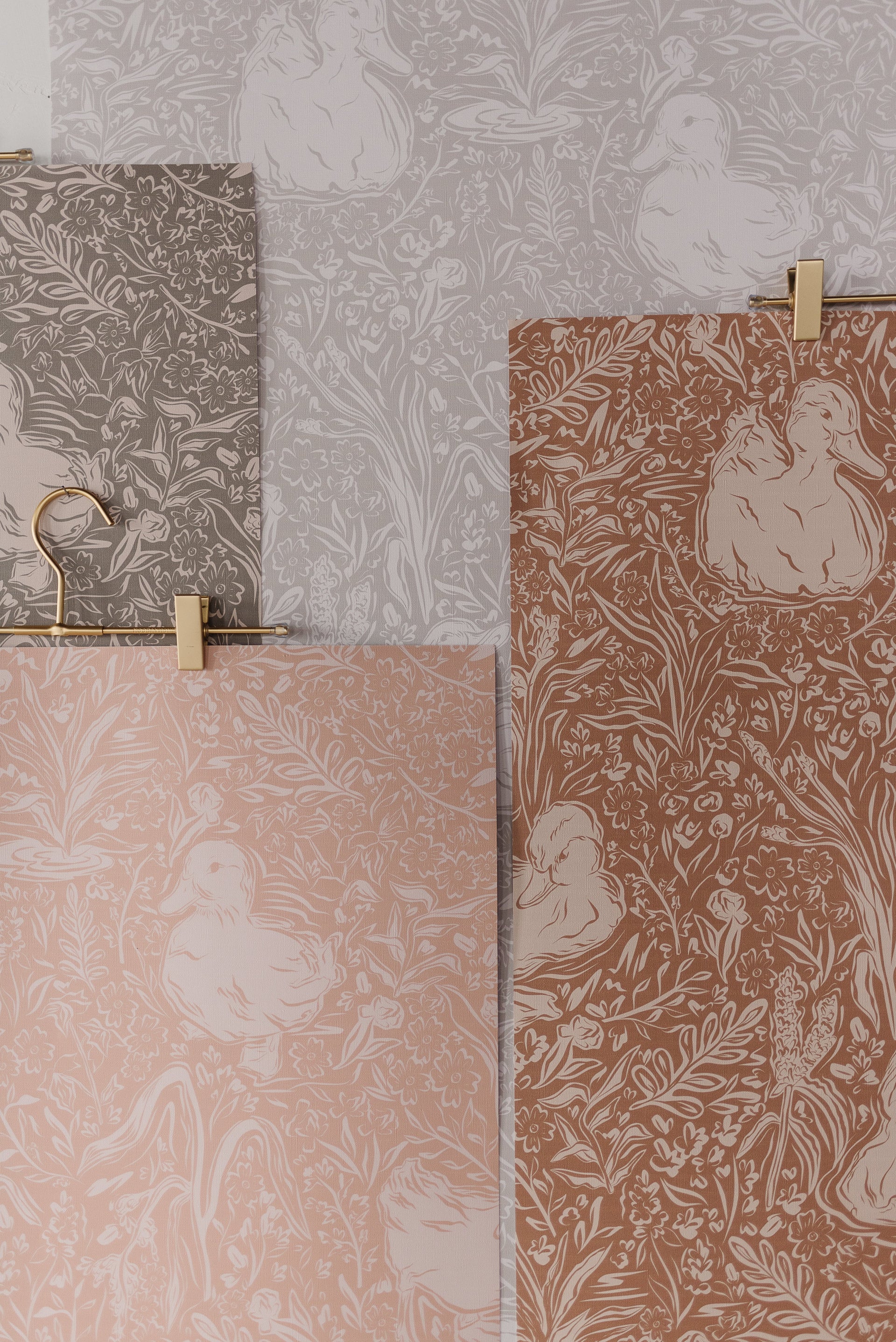 Hollingworth Floral Wallpaper in Pink, White, and Grey