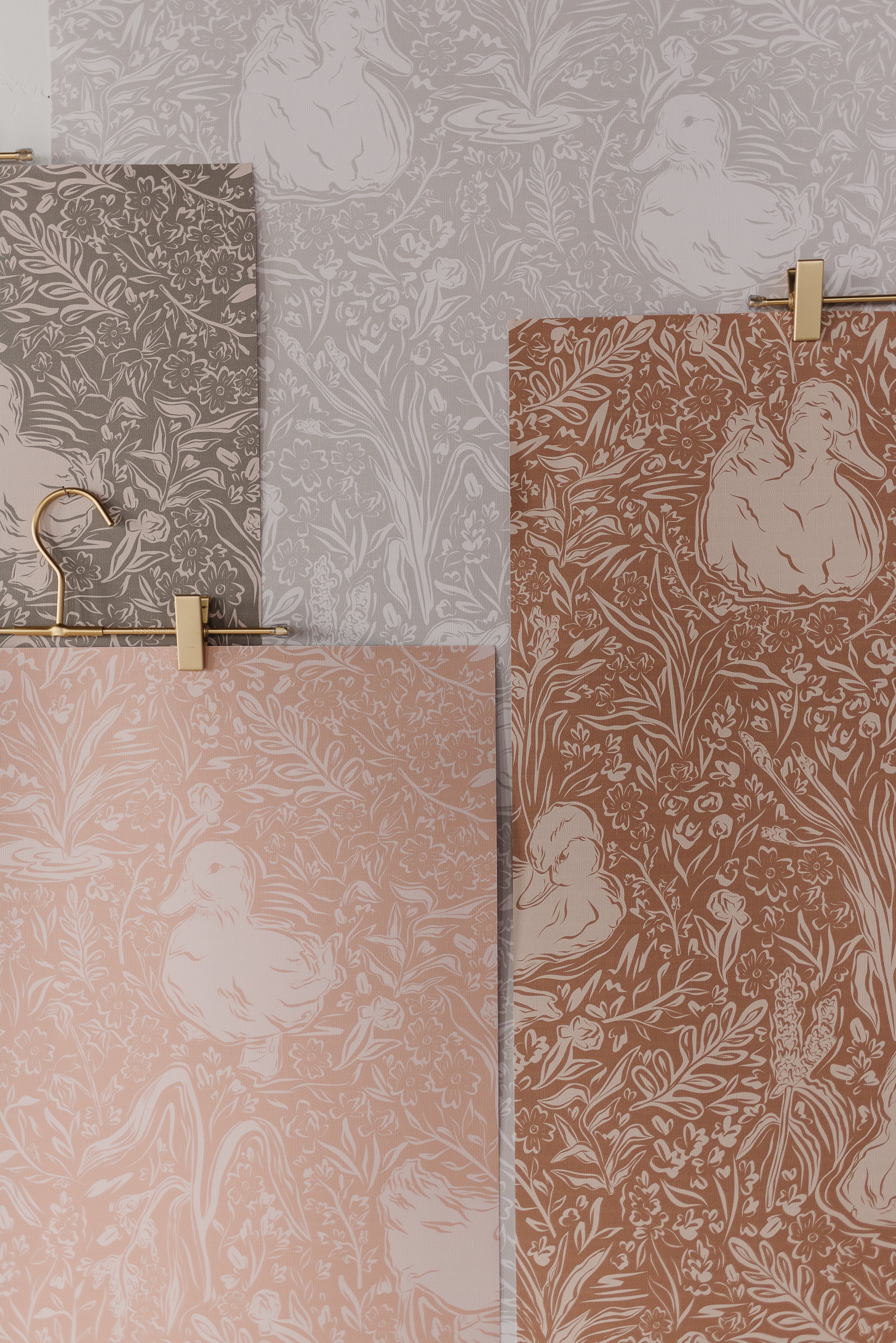 Hollingworth Floral Wallpaper in Pink, White, and Grey
