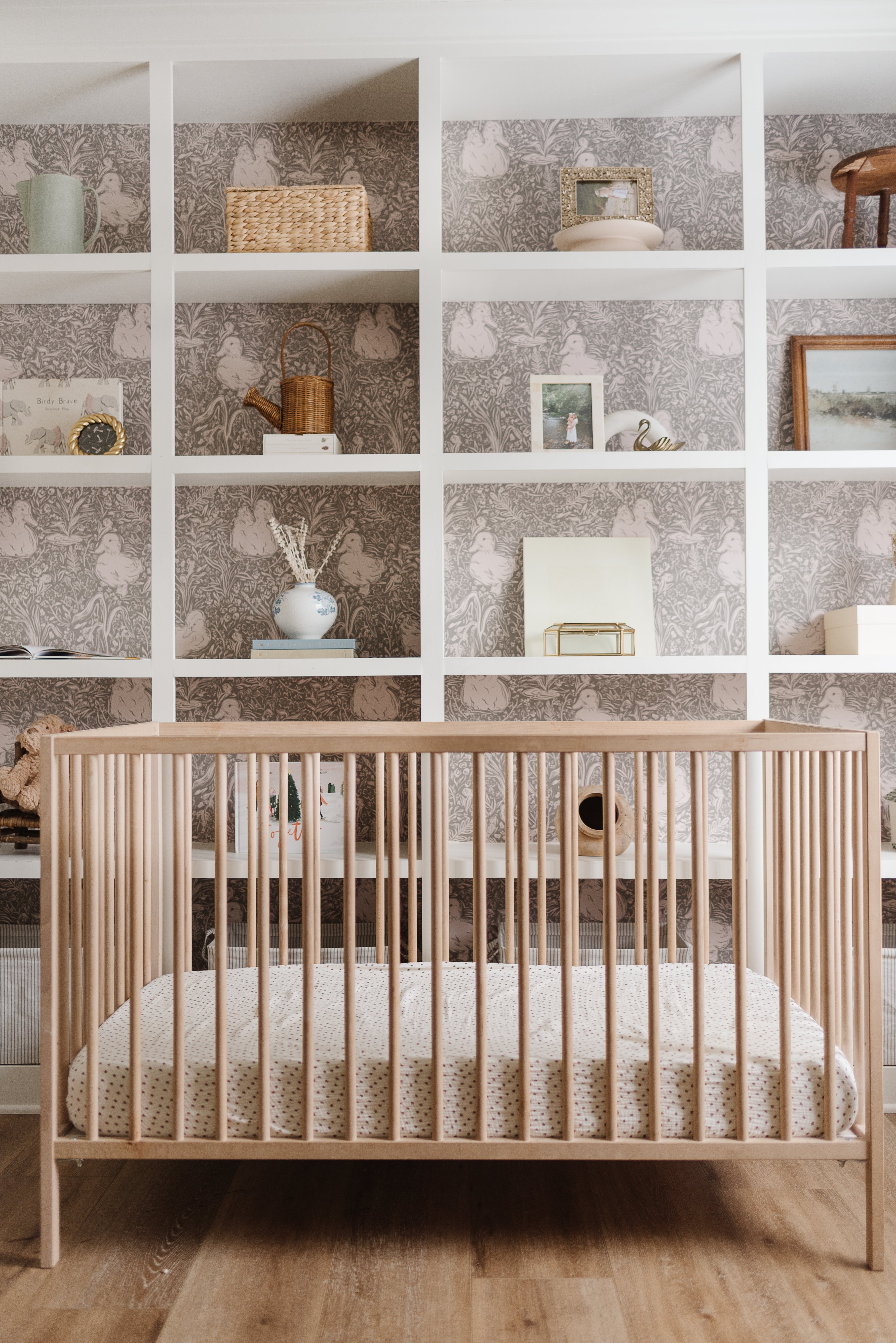 Hollingworth Floral Wallpaper in Pink, White, and Grey