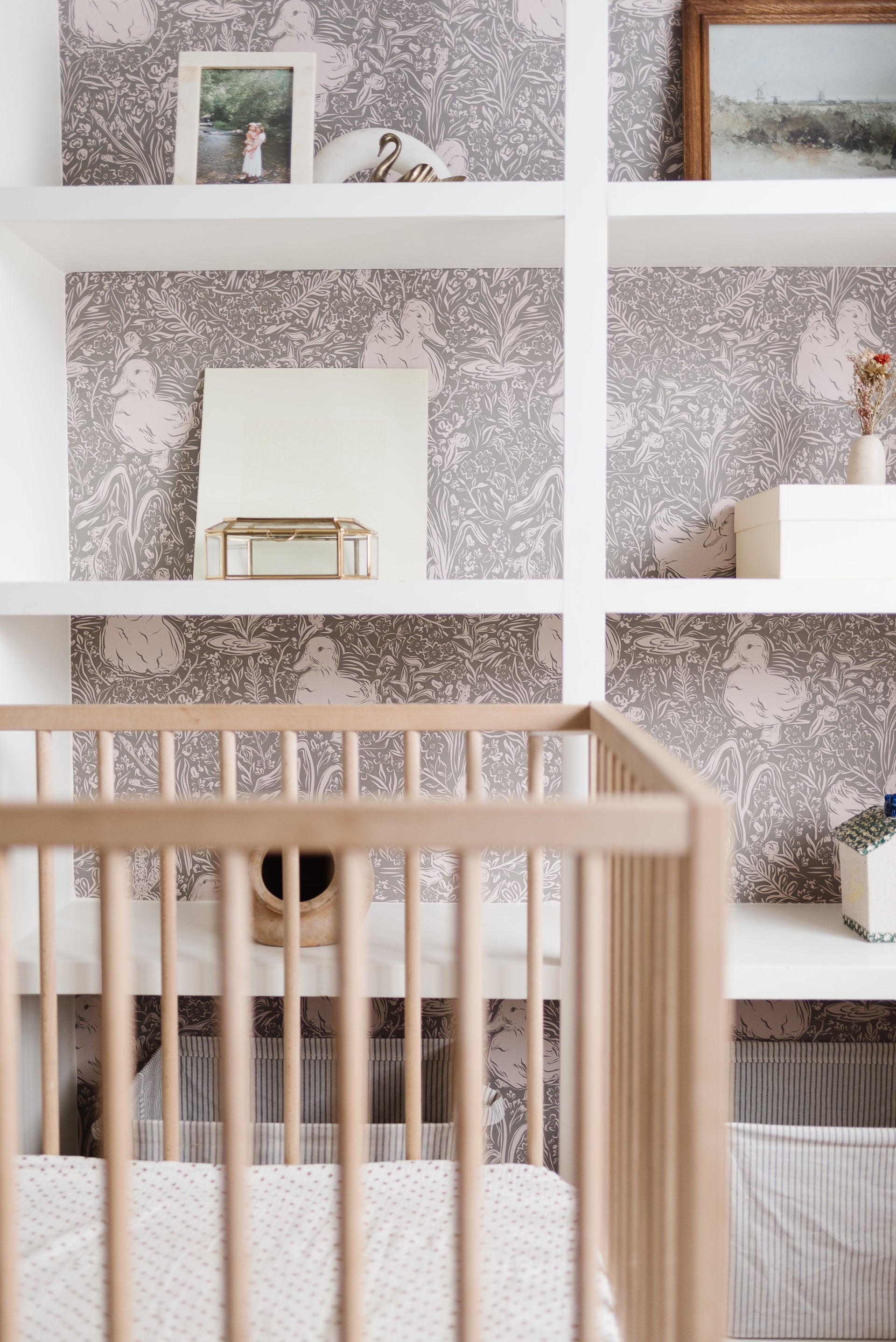 Hollingworth Floral Wallpaper in Pink, White, and Grey
