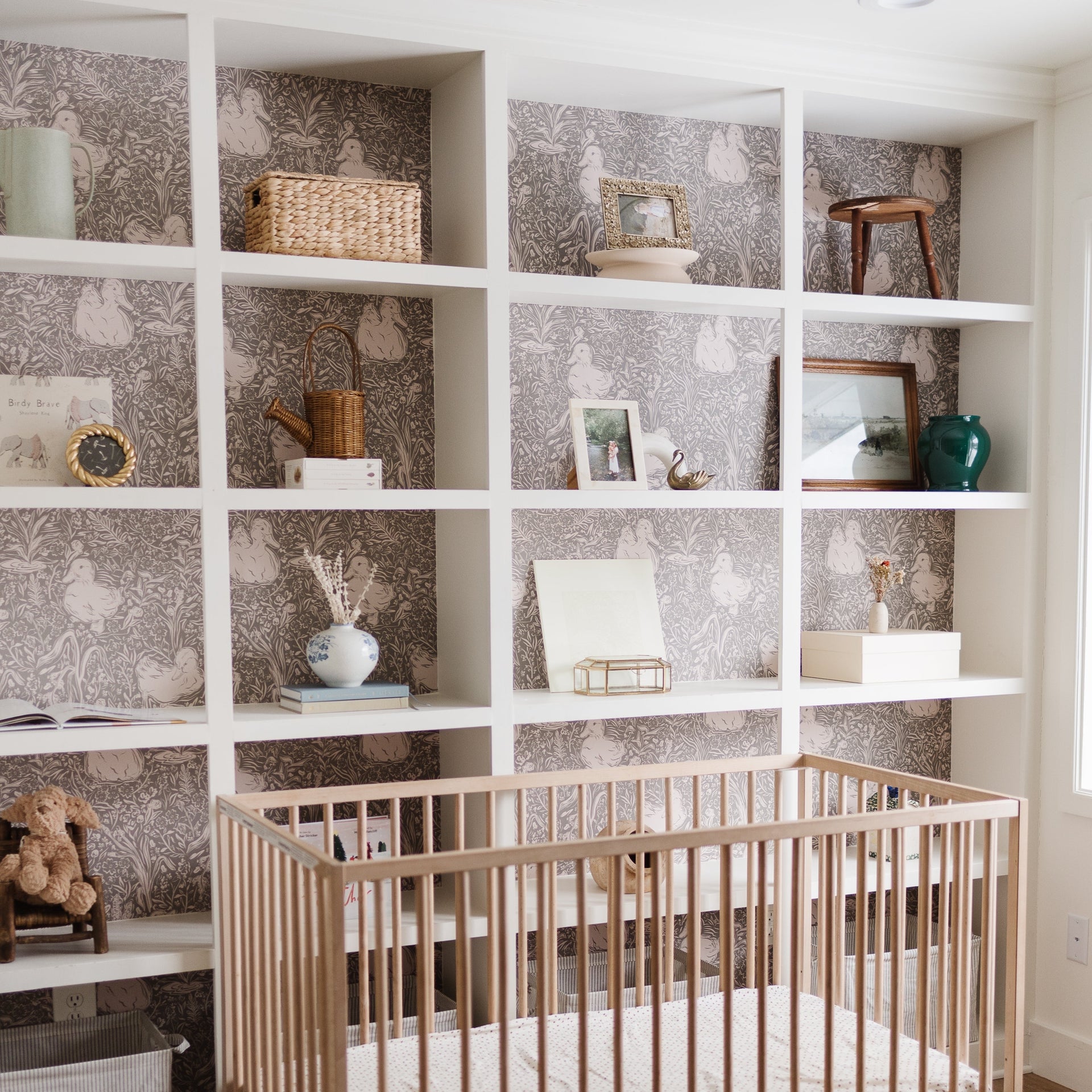 Hollingworth Floral Wallpaper in Pink, White, and Grey