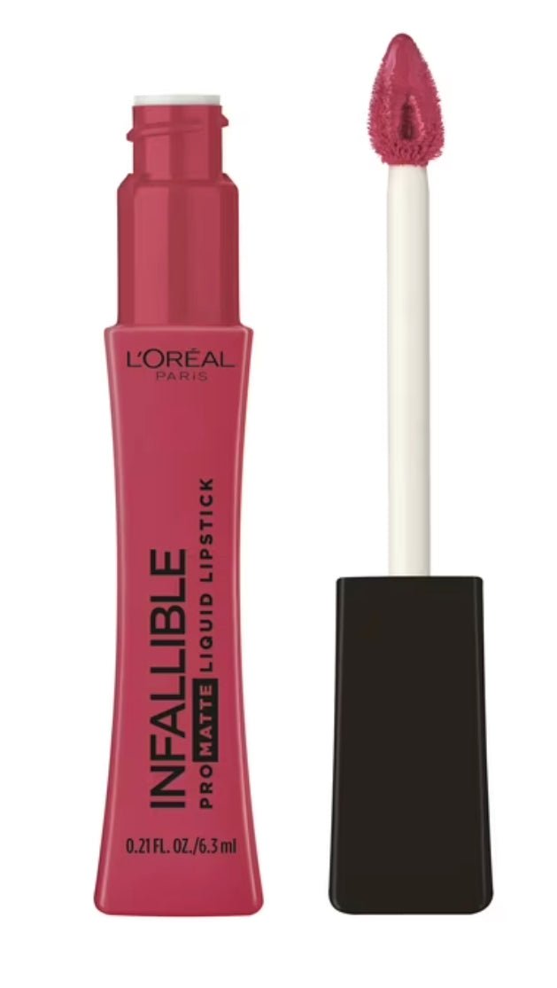 L'Oréal Paris Infallible Pro-Matte Liquid Lipstick in Raspberry Rose vibrant berry-pink shade
