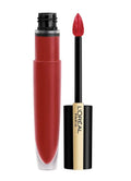 L'Oréal Paris Rouge Signature liquid lipstick in the shade Armored, a bold vivid red matte color.