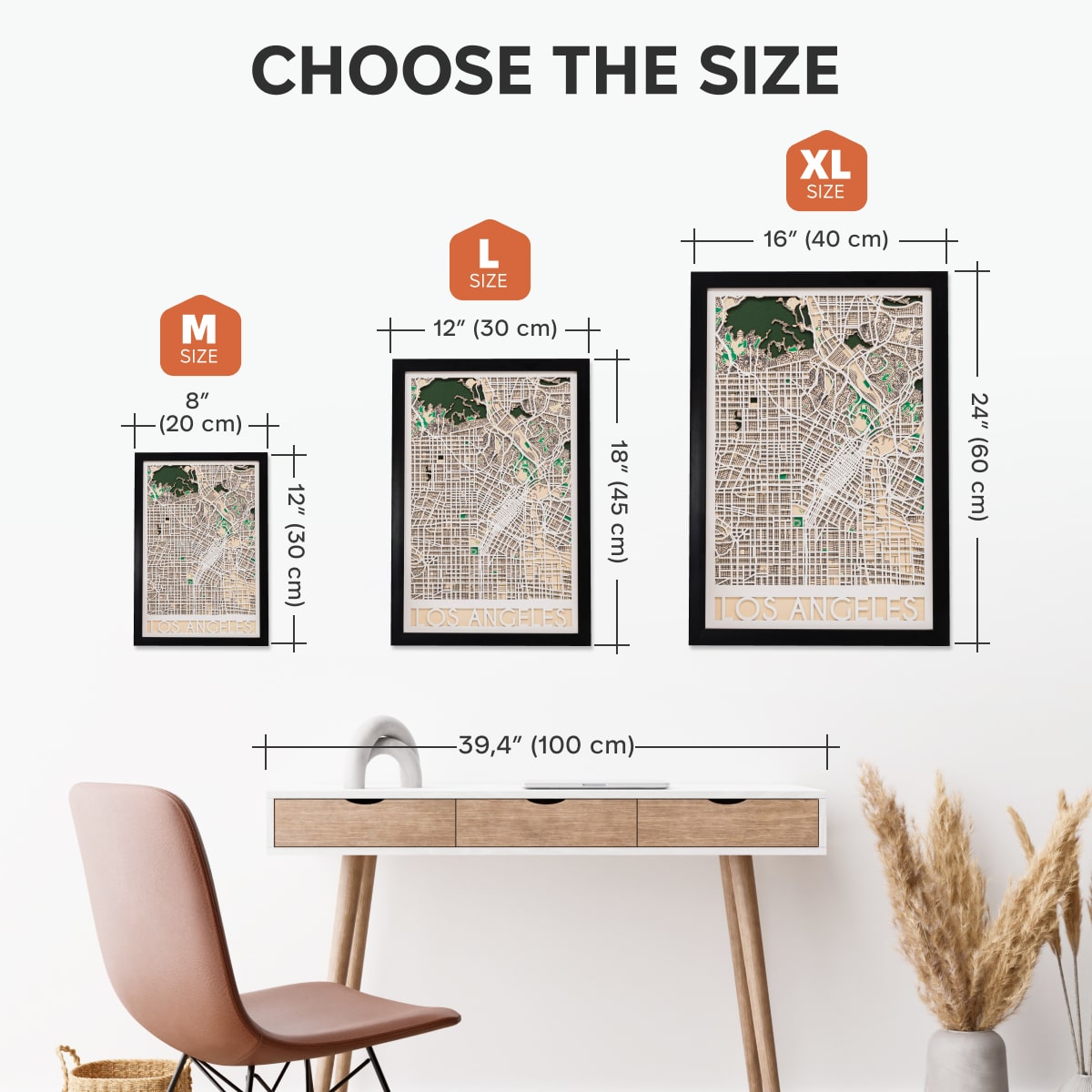 3D City Map Los Angeles Handcrafted Wooden Wall Art Decor