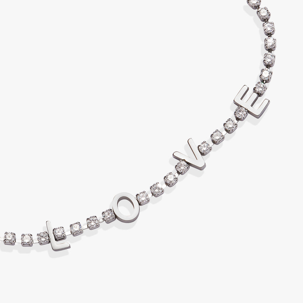 Love Crystal Tennis Bracelet Adjustable Length Jewelry