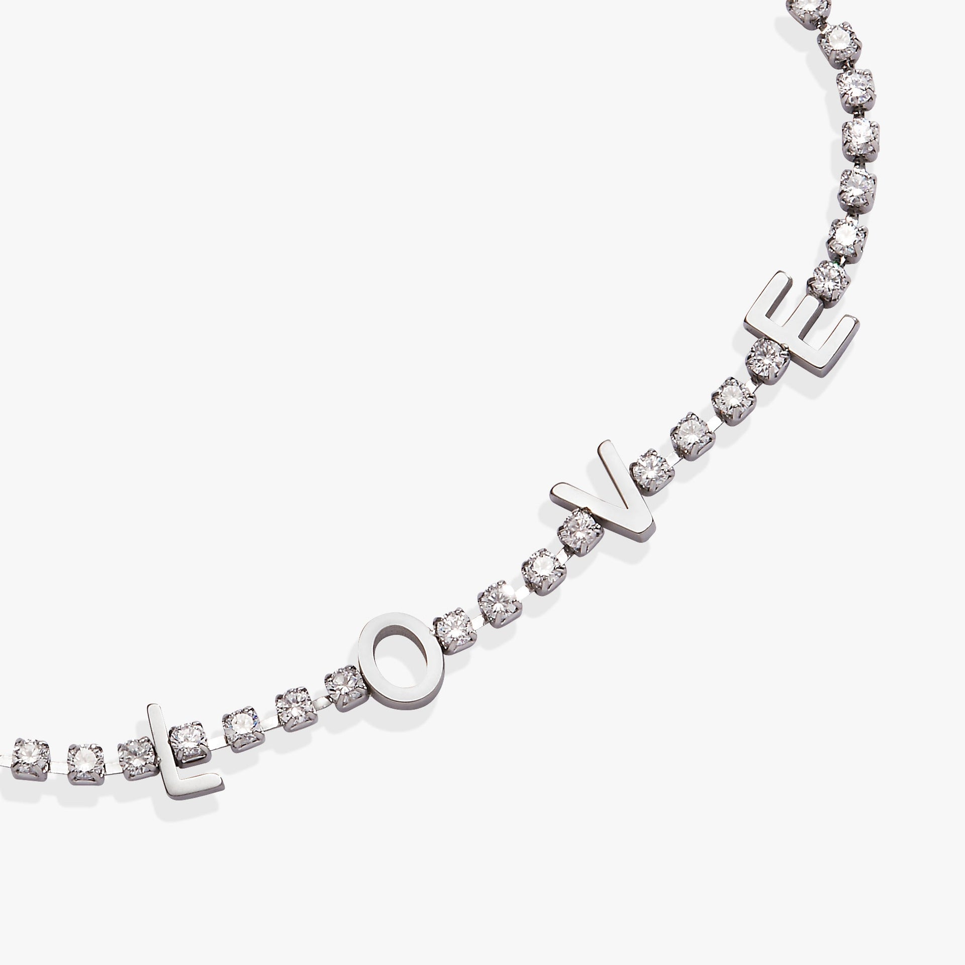 Love Crystal Tennis Bracelet Adjustable Length Jewelry