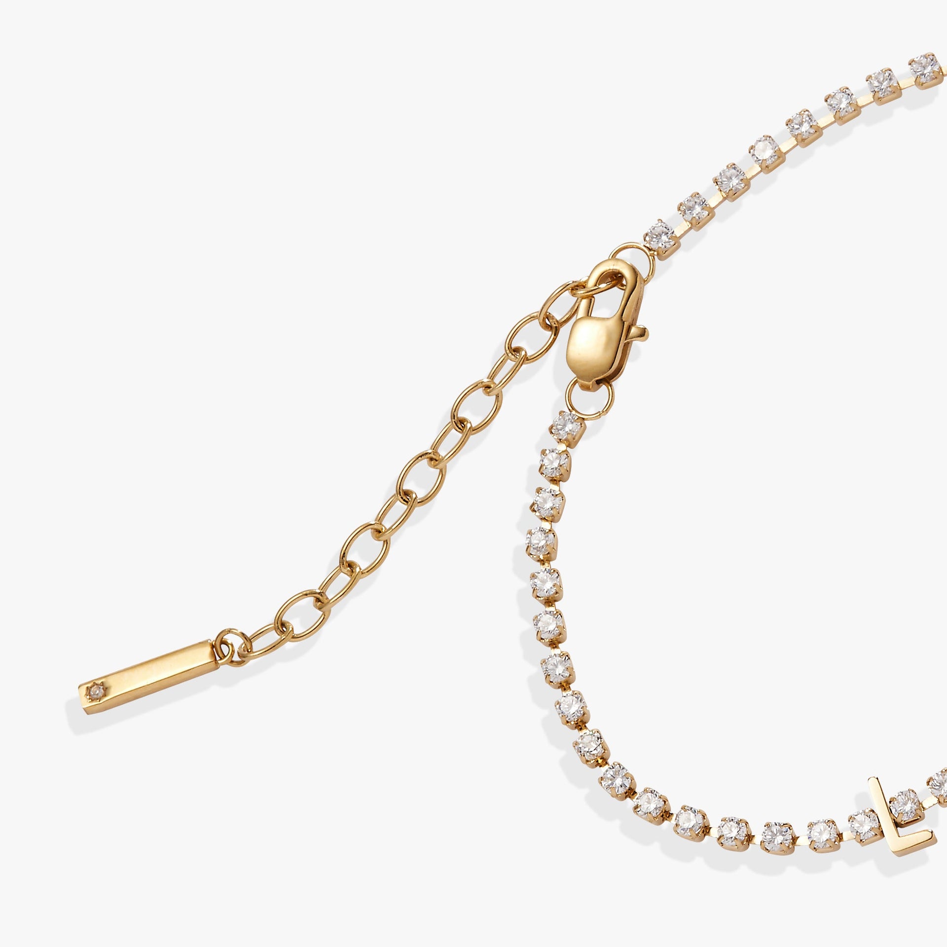 Love Crystal Tennis Bracelet Adjustable Length Jewelry
