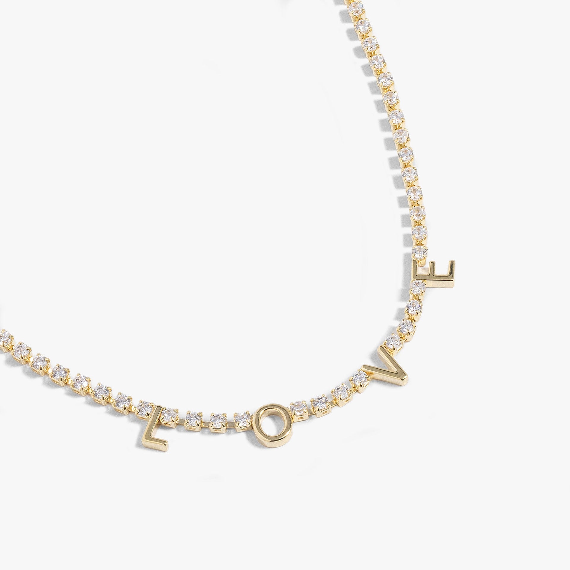 Love Crystal Tennis Necklace with Adjustable Fit
