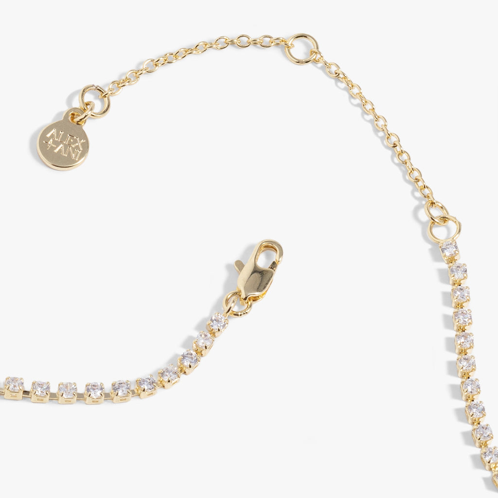 Love Crystal Tennis Necklace with Adjustable Fit