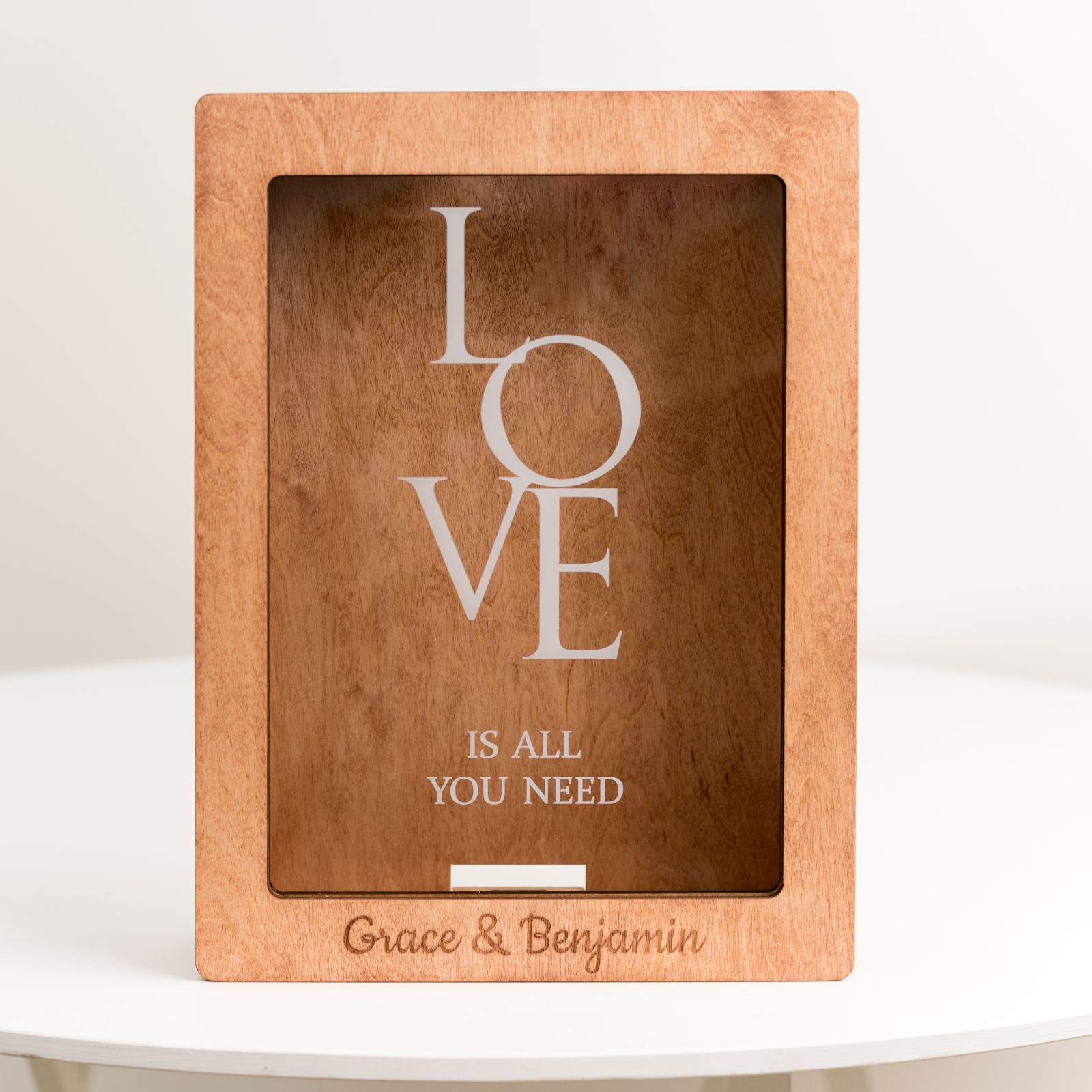Red Wooden Travel Keepsake Box for Postcards and Souvenirs
