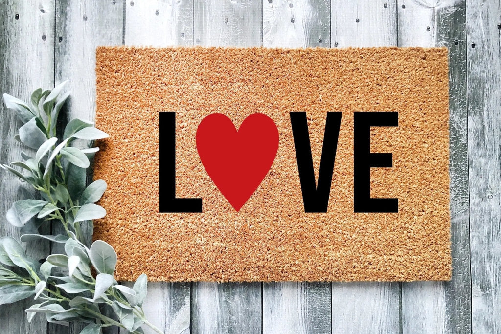 Love Heart Natural Coir Doormat for Rustic Minimalist Entryways