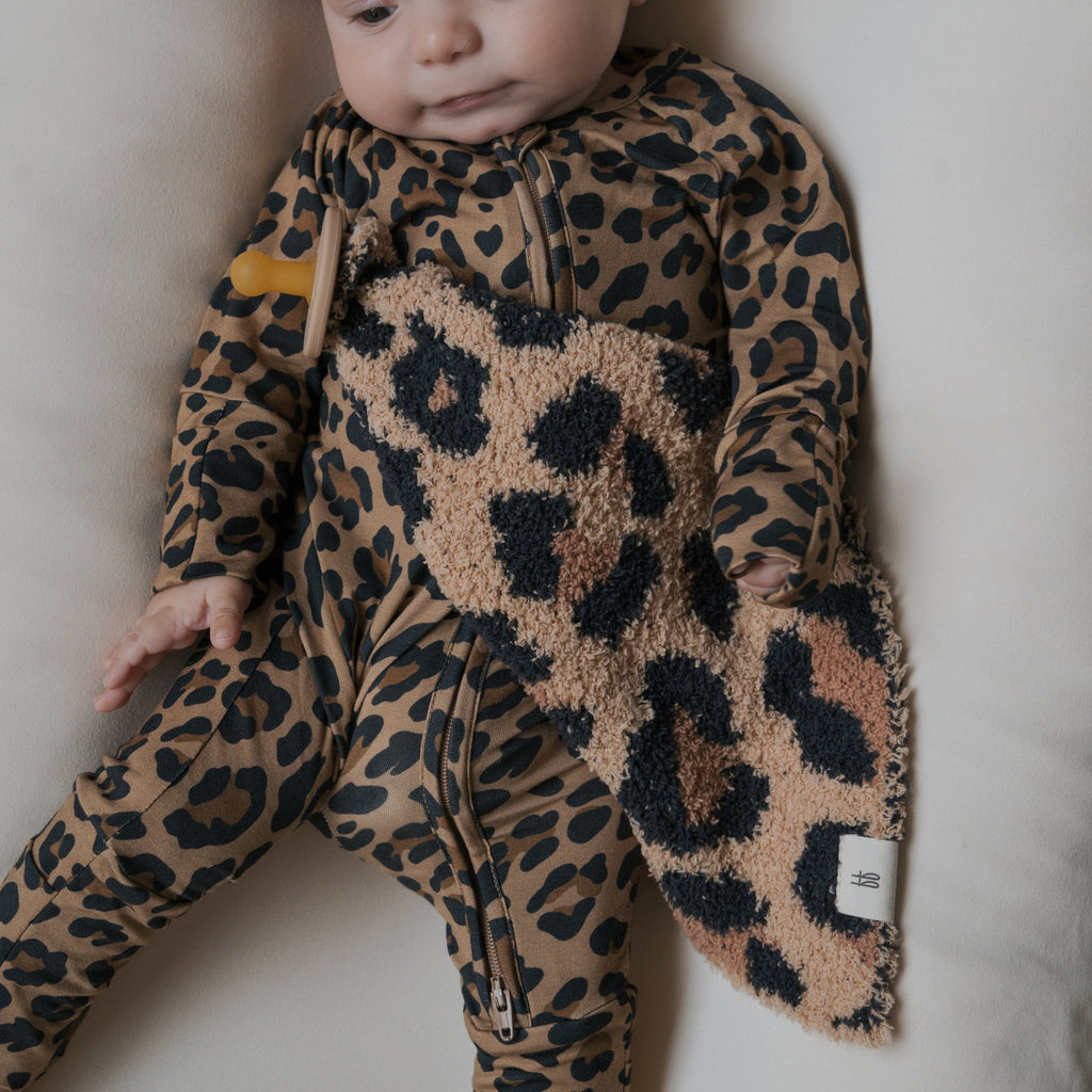 Leopard Print Baby Lovey Security Blanket in Soft Knit