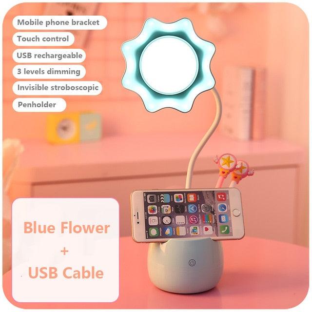Lovely 3-Level Dimmable LED Student Reading Lamp with Pen Case