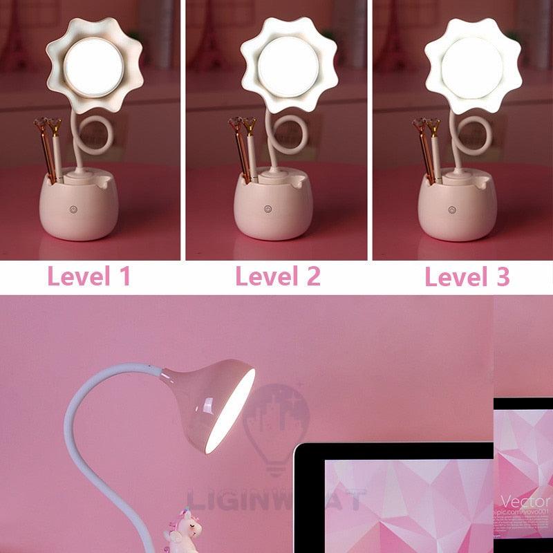 Lovely 3-Level Dimmable LED Student Reading Lamp with Pen Case