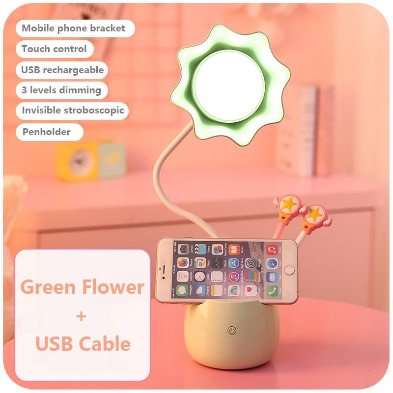 Lovely 3-Level Dimmable LED Student Reading Lamp with Pen Case